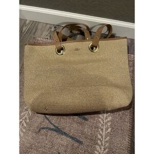 Sun N Sand Woven Tote Beach Bag Tan Gold Brown